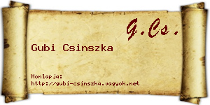 Gubi Csinszka névjegykártya